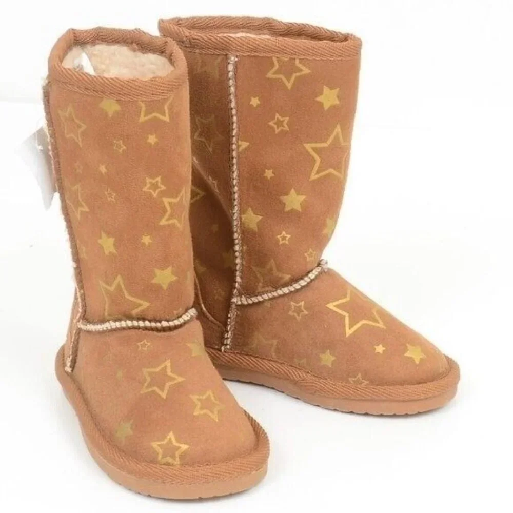 Airwalk Cognac Girls' Emma Star Cozy‎ Toddler Shearling Boot Size 6 Warm Winter
